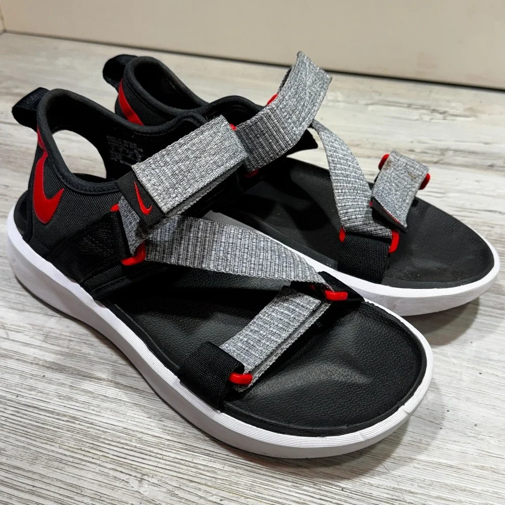 Nike Vista Sandals Shoes Mens Size 8 Black Red Strap Adjustable DJ6606-002